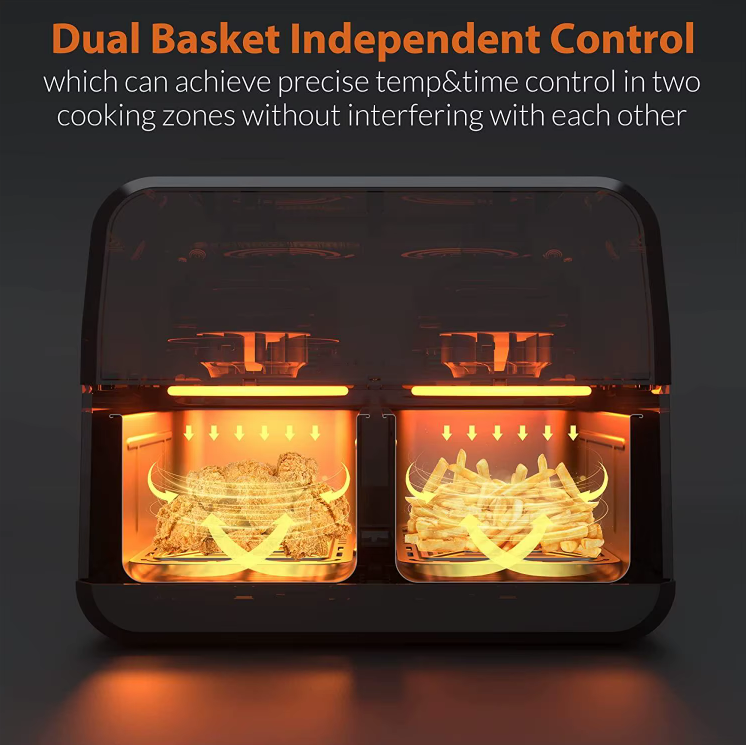 Keplin Dual Zone Air Fryer ?C Extra-Large 9L Capacity, 6 Cooking Functions, Energy-Saving Family Cooker for Roasting, Baking & Crisping - Imagen 6