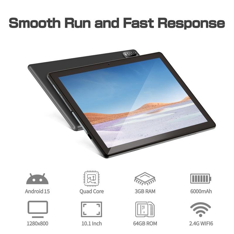 PRITOM 10.1 Inch Android 15 Tablet, With Keyboard & Mouse & Case & Stylus, 6000mAh battery, 8MP, 64GB ROM, Good choice for Festival Gift, Summer Sale best bundle - Imagen 2