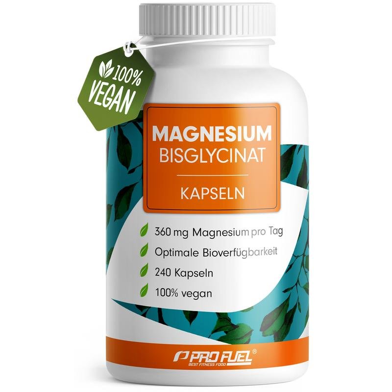 ProFuel Magnesium Bisglycinat Kapseln 240x - optimal hochdosiert & bioverfügbar - 360 mg Magnesium pro Tag - laborgeprüft mit Zertifikat - 100% vegan - Vorrat für 80 Tage