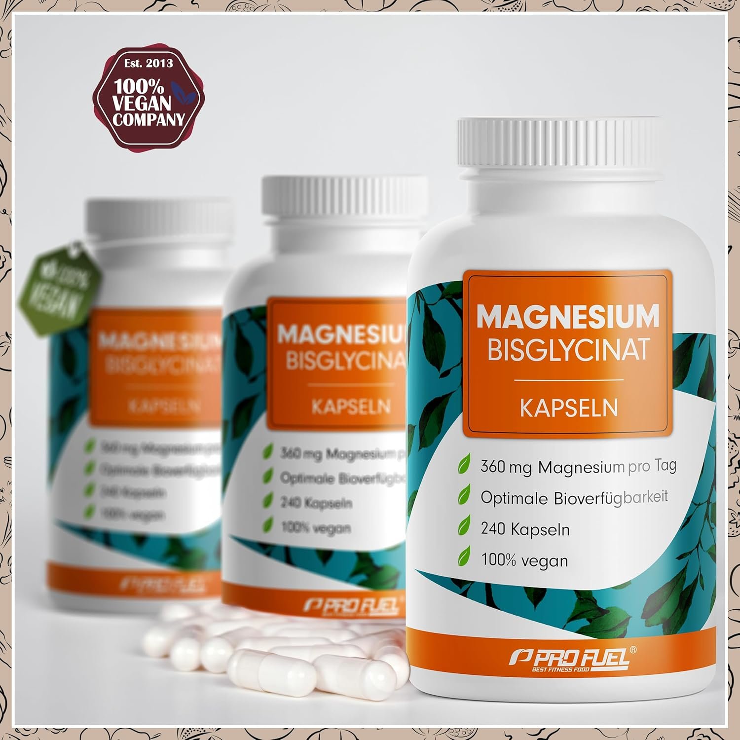 ProFuel Magnesium Bisglycinat Kapseln 240x - optimal hochdosiert & bioverfügbar - 360 mg Magnesium pro Tag - laborgeprüft mit Zertifikat - 100% vegan - Vorrat für 80 Tage - Image 6