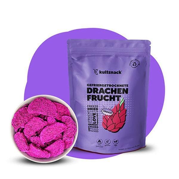 Kultsnack Gefriergetrocknete Drachenfrucht – Gefriergetrocknete Früchte – Als Snack & für Müslis – Chips ohne Fett – ohne Zuckerzusatz – Süßigkeiten Ersatz