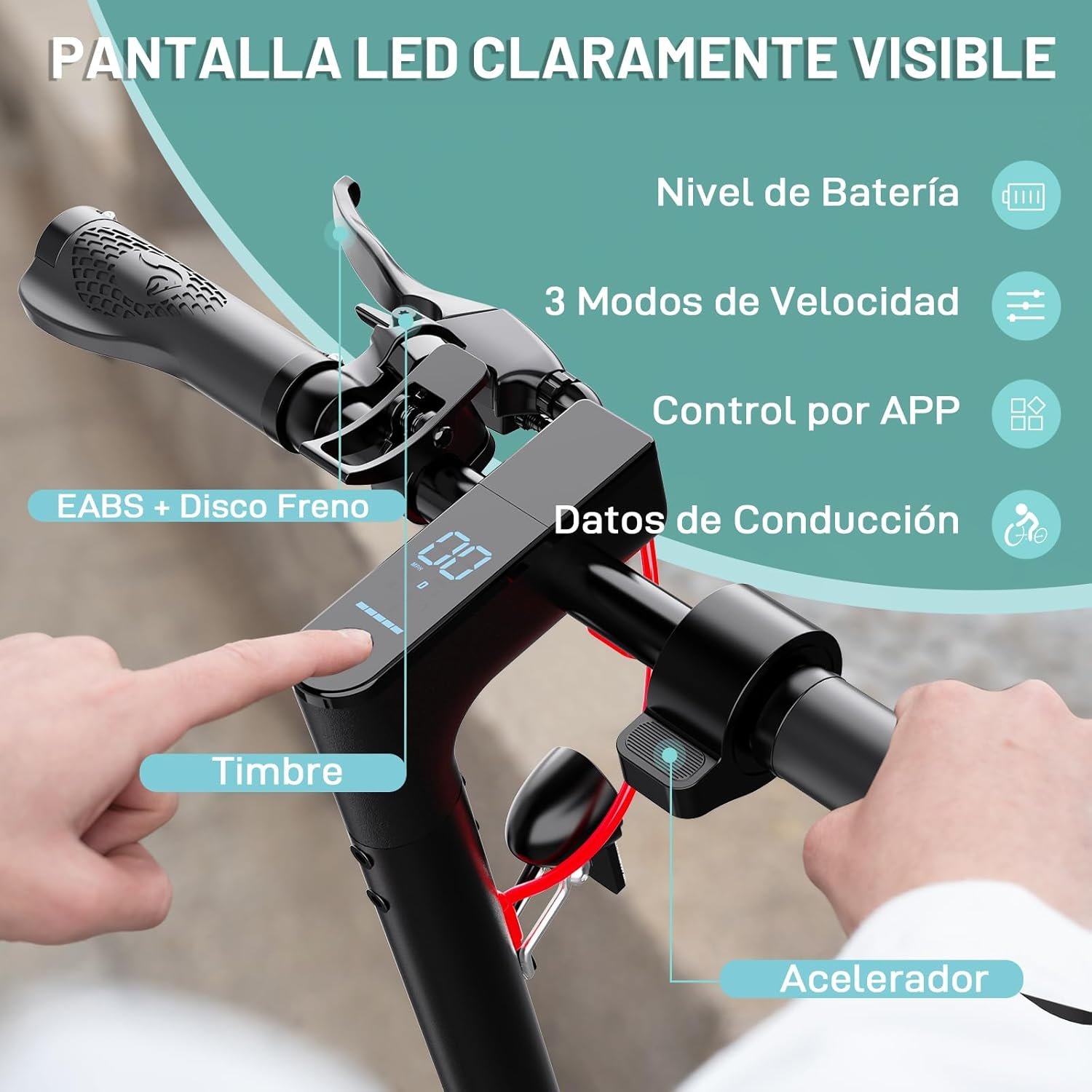 Tragbarer Elektroroller für Erwachsene – 630W Motor, bis zu 16 MPH, 18 Meilen Reichweite, 8,5″ Vollgummireifen, klappbar, LCD-Display, App-Steuerung, Dual-Scheibenbremsen - Image 5