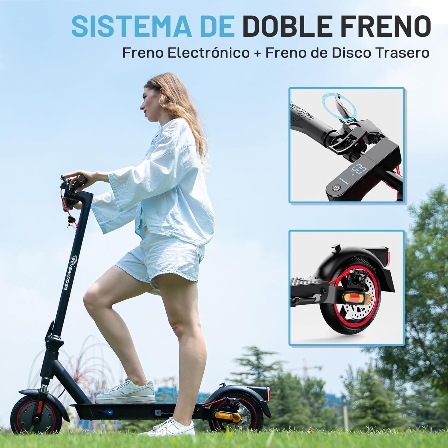 Tragbarer Elektroroller für Erwachsene – 630W Motor, bis zu 16 MPH, 18 Meilen Reichweite, 8,5″ Vollgummireifen, klappbar, LCD-Display, App-Steuerung, Dual-Scheibenbremsen - Image 3